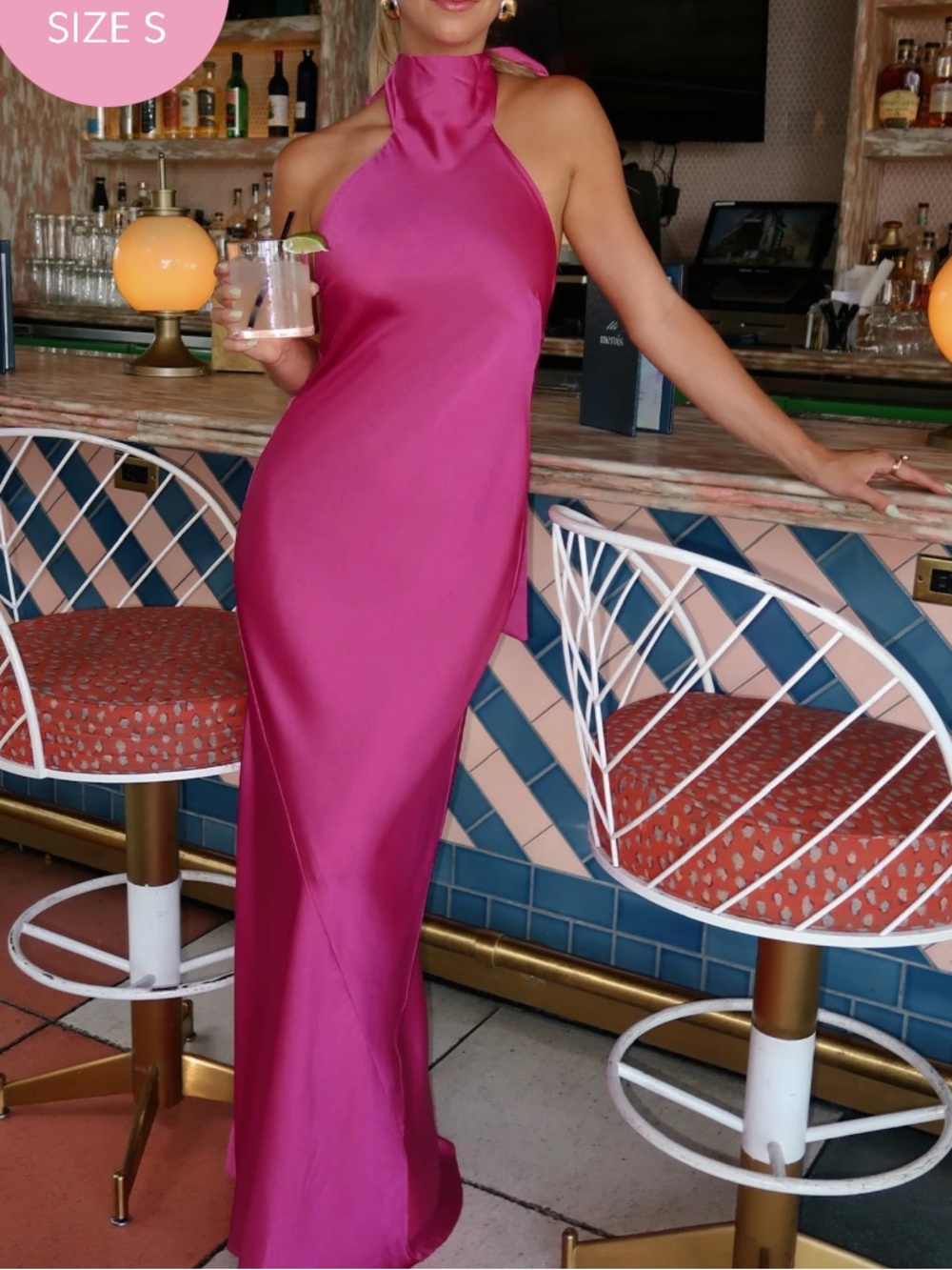Show Me Your MuMu Hot Pink Halter Maxi Dress